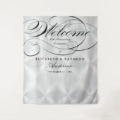 Tenture Bienvenue 25e Anniversaire Élégant Script Argenté (Devant)