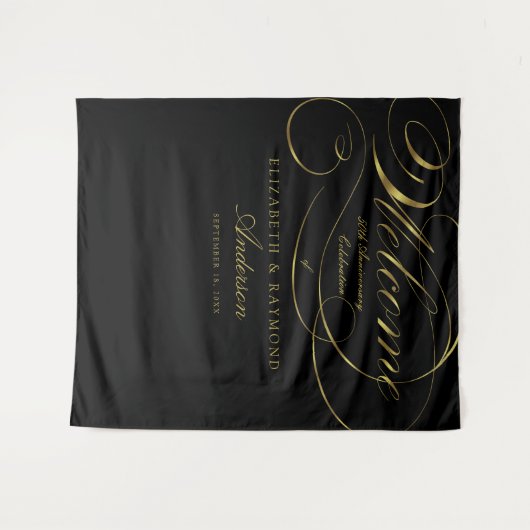 Tenture Bienvenue 50e Anniversaire Écriture Argent Élégant (Devant (Horizontal))