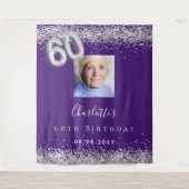 Tenture Bienvenue 60 ans anniversaire violet argent paille (Devant)