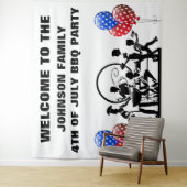 Tenture Bienvenue à 4 juillet soirée BBQ  (En situation)