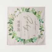 Tenture BIENvenue À LA BABY SHOWER À L'AQUARELLE FEUILLAGE (Devant (Horizontal))