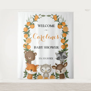 Tenture Bienvenue à la Baby Shower Bois d'Été Orange Citro
