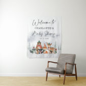 Tenture Bienvenue à la Baby Shower Forêt Animale de Bois e (En situation)