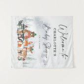 Tenture Bienvenue à la Baby Shower Forêt Animale de Bois e (Devant (Horizontal))