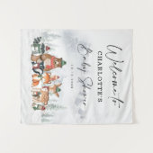 Tenture Bienvenue à la Baby Shower Forêt Animale d'Hiver (Devant (Horizontal))