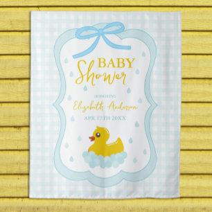 Tenture Bienvenue à la Baby Shower Gingham Garçon aux Gout