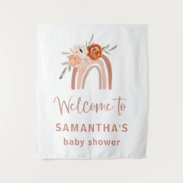 Tenture Bienvenue à la Baby Shower Orange Terracotta Bohèm