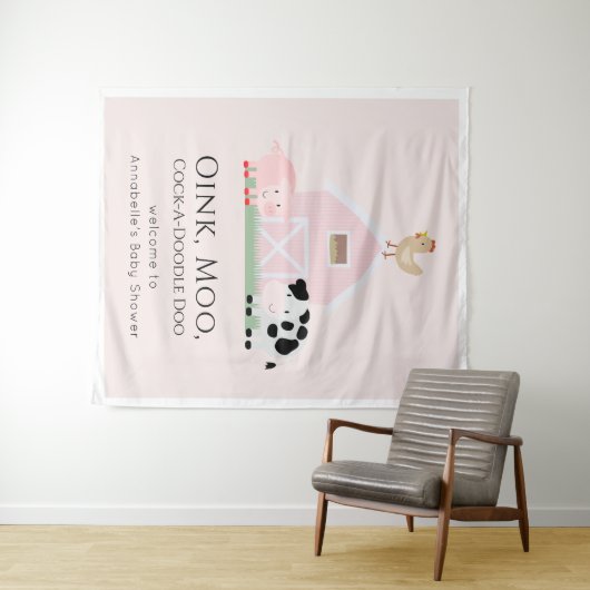 Tenture Bienvenue à la Baby Shower Rose pour Animaux de la (En situation (horizontale))