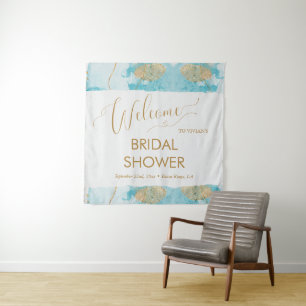 Tenture Bienvenue à la douche de mariage aquarelle BlueGol