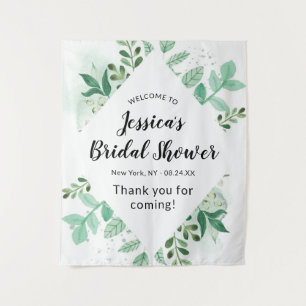 Tenture Bienvenue à la douche de mariée Botanique Feuillag