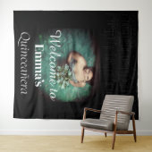 Tenture Bienvenue à la fête d'anniversaire de Quinceañera  (En situation (horizontale))