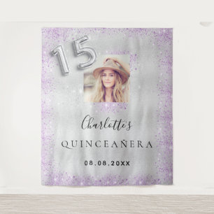 Tenture Bienvenue à la fête de Quinceanera avec paillettes