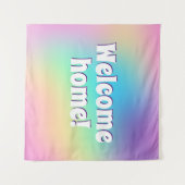 Tenture Bienvenue à la maison ! Pastel Rainbow (Devant (Horizontal))