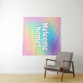 Tenture Bienvenue à la maison ! Pastel Rainbow (En situation (horizontale))