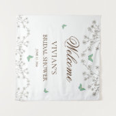 Tenture Bienvenue à la réception de mariage élégante flora (Devant (Horizontal))