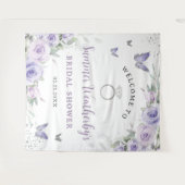 Tenture Bienvenue à la réception de mariage fleurie lavand (Devant (Horizontal))