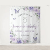 Tenture Bienvenue à la réception de mariage fleurie lavand (Devant)