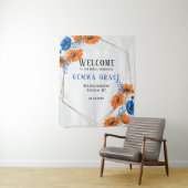 Tenture Bienvenue à la réception de mariage peppy bleu et (En situation)