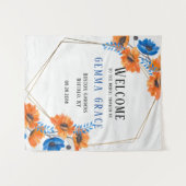 Tenture Bienvenue à la réception de mariage peppy bleu et (Devant (Horizontal))