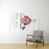 Tenture Bienvenue à l'anniversaire blanc des animaux de la (En situation (horizontale))