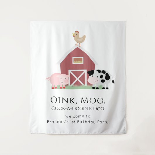 Tenture Bienvenue à l'anniversaire blanc des animaux de la (Devant)