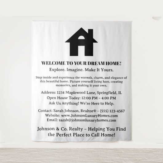 Tenture Bienvenue à l'événement Real Estate Open House (Devant)