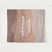 Tenture Bienvenue à Retro Mountain et Forest Pink Mariage (Devant (Horizontal))