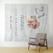 Tenture Bienvenue à un 21e anniversaire en argent pailleté (En situation (horizontale))