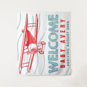 Tenture Bienvenue au bébé de la douche bébé Avion (Devant)