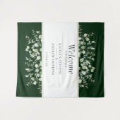 Tenture Bienvenue au mariage au eucalyptus vert foncé  (Devant (Horizontal))