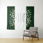 Tenture Bienvenue au mariage au eucalyptus vert foncé  (En situation (horizontale))