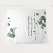 Tenture Bienvenue au mariage de verdure d'eucalyptus (Devant (Horizontal))