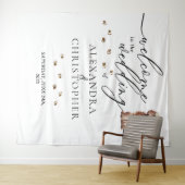 Tenture Bienvenue au mariage du chien Cavapoo marron (En situation (horizontale))