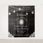 Tenture Bienvenue au mariage en bois rustique d'Oak Ridge  (Devant)