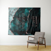 Tenture Bienvenue au mariage Rose et Or avec Agate (En situation (horizontale))