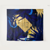 Tenture Bienvenue au mariage tropical Navy et or (Devant (Horizontal))