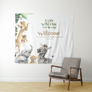 Tenture Bienvenue au Safari Jungle pour la Baby Shower des