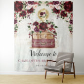 Tenture Bienvenue au voyage en Bourgogne au mariage floral (En situation)