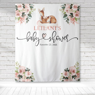 Tenture Bienvenue Baby shower de cerfs rose Floral fond