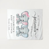 Tenture Bienvenue Baby shower Elephant Girl Boy Twins (Devant (Horizontal))