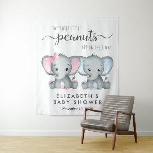Tenture Bienvenue Baby shower Elephant Girl Boy Twins