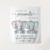 Tenture Bienvenue Baby shower Elephant Girl Boy Twins (Devant)