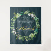 TENTURE BIENVENUE BAR MITZVAH AQUERELLE FEUILLES VERTES ÉT (Devant)