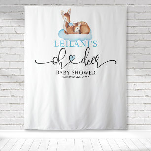 Tenture Bienvenue Bébé Cerf Shower Nuage Bleu