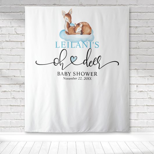 Tenture Bienvenue Bébé Cerf Shower Nuage Bleu