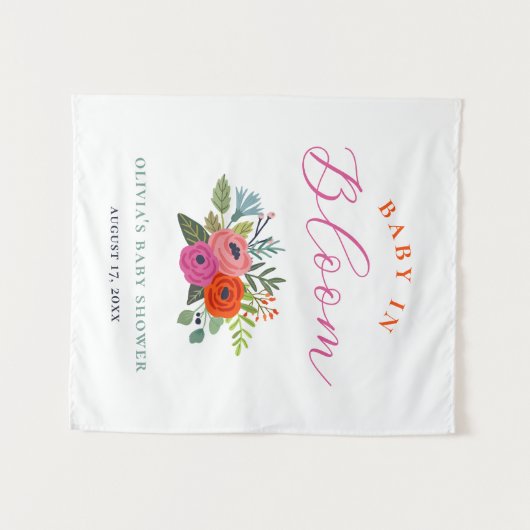 Tenture Bienvenue bébé en fleurs - Bienvenue à la baby sho (Devant (Horizontal))