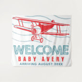 Tenture Bienvenue Bébé Fête Prénatale Thème Avion (Devant (Horizontal))