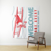 Tenture Bienvenue Bébé Fête Prénatale Thème Avion (En situation)