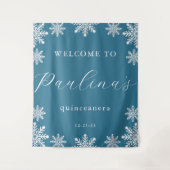 Tenture Bienvenue Blue Winter Snowflake Quinceanera (Devant)