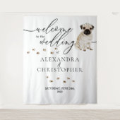 Tenture Bienvenue chez le chien Carlin mariage (Devant)